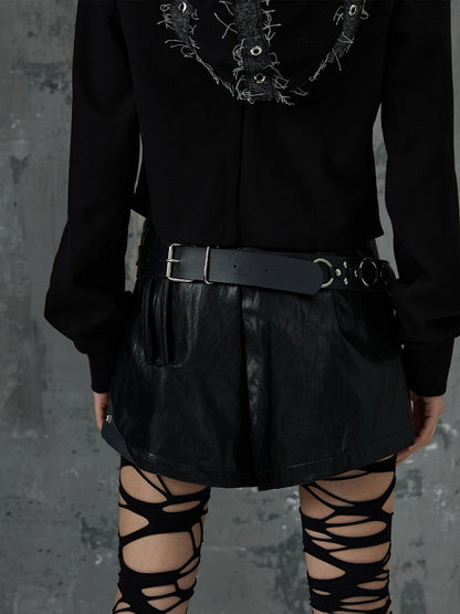 PU-Gürtel mit Handschellen-Detail und Nieten, Schwarz, Punk