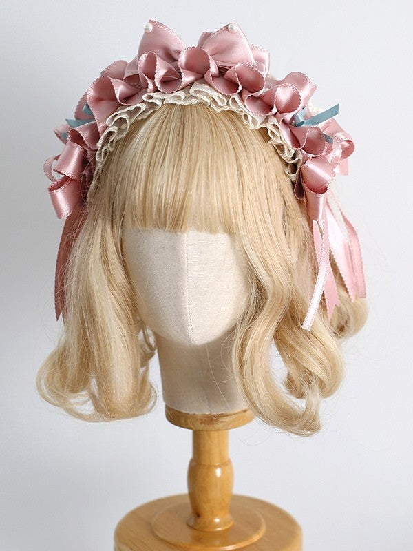 Layers KC Details PinkBlue Lace Lolita Sweet Ruffled Bowknot Multiple