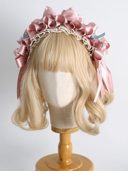 Layers KC Details PinkBlue Lace Lolita Sweet Ruffled Bowknot Multiple
