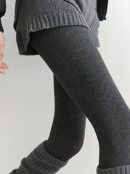 Gray Chevron Knit Light Tights / Pattern Dark Subtle