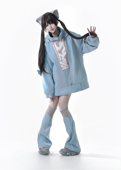 Cat Hair Gray Clips Cyberpunk Tenshi Blue Kaiwai Techwear Ear