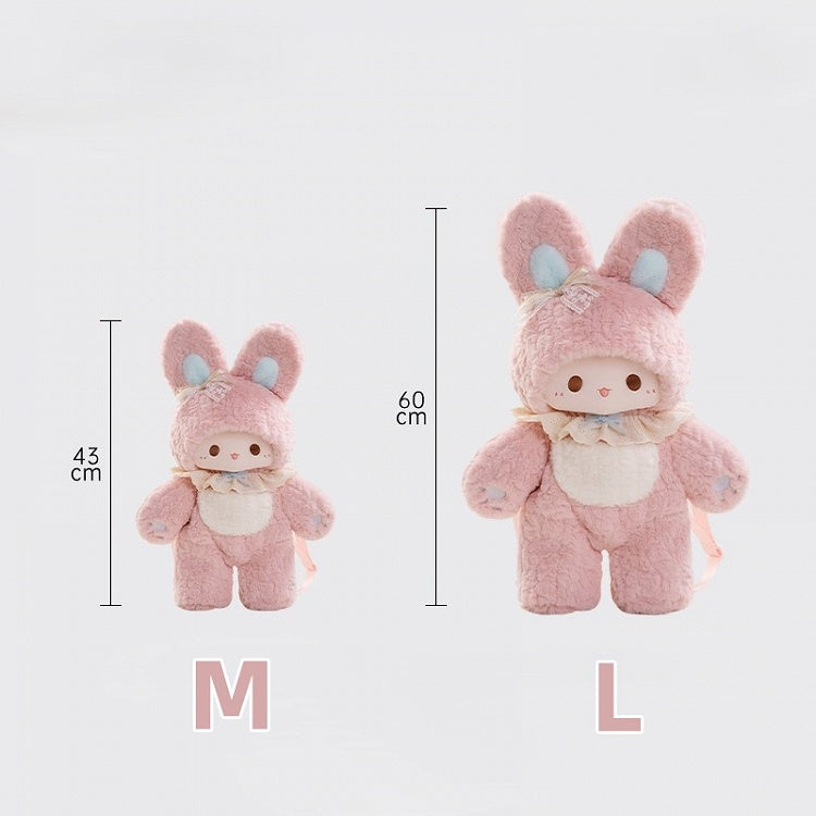 Fluffy Shoulder Pink Backpack Detachable Plush With Straps Bunny