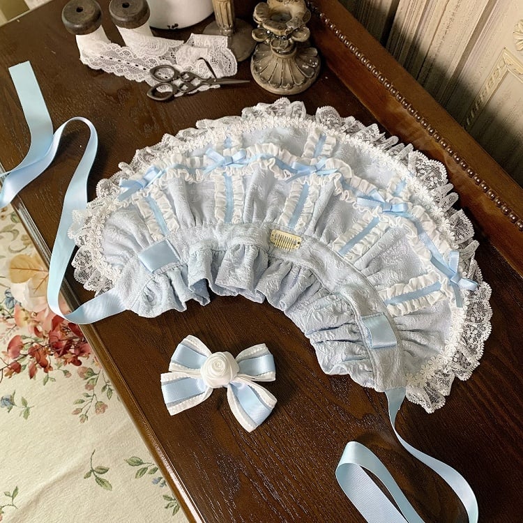 ホワイト/ピンク/ブルー/グリーンのロリータボンネット