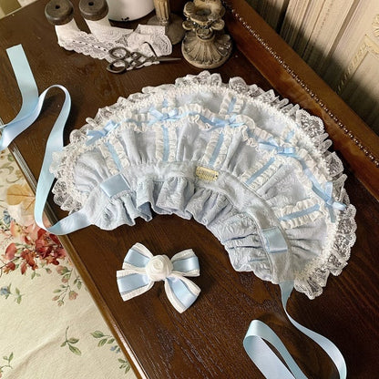 ホワイト/ピンク/ブルー/グリーンのロリータボンネット