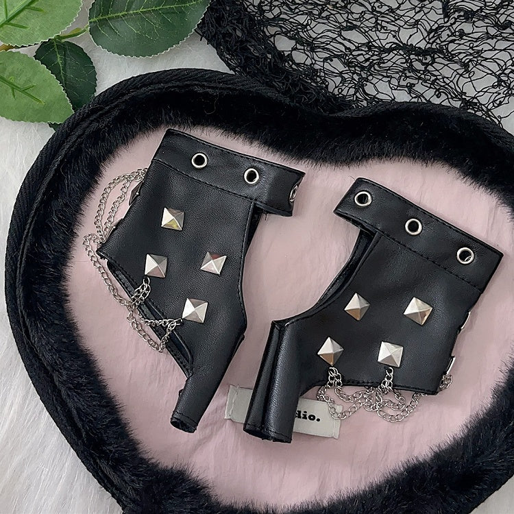 PU Studs Black Gloves Design Leather Punk