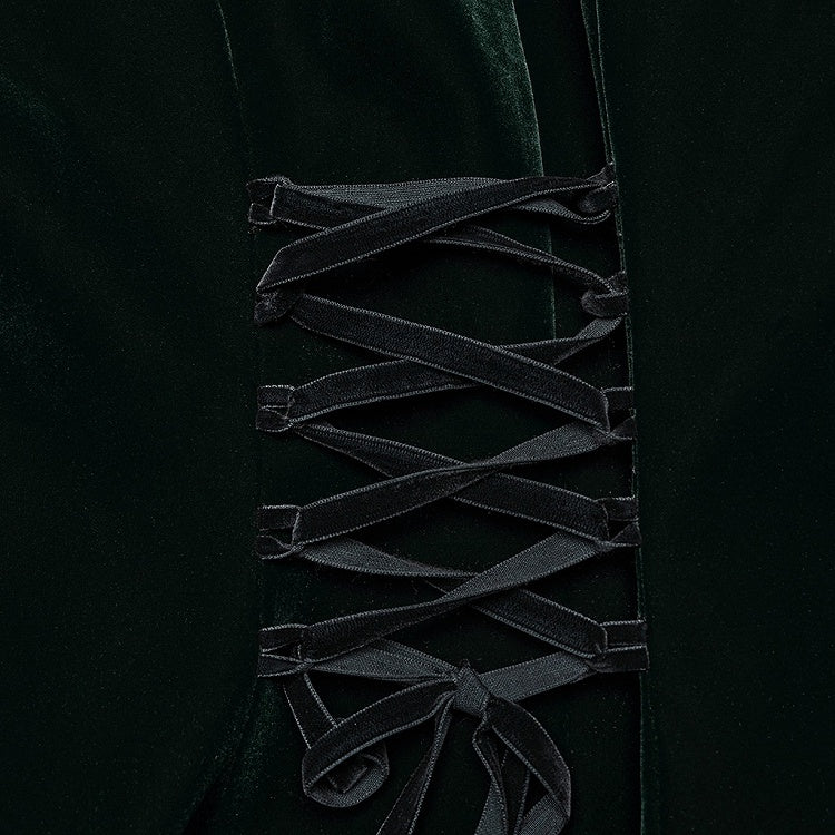 Goth Symmetric Gorgeous Green Coat Black