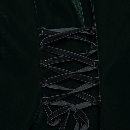 Goth Symmetric Gorgeous Green Coat Black