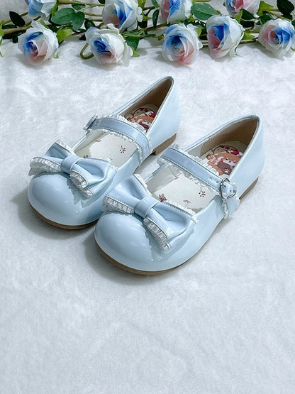 Blue Sweet Mary Lolita Low-heel Janes Light with Ruffle Accents