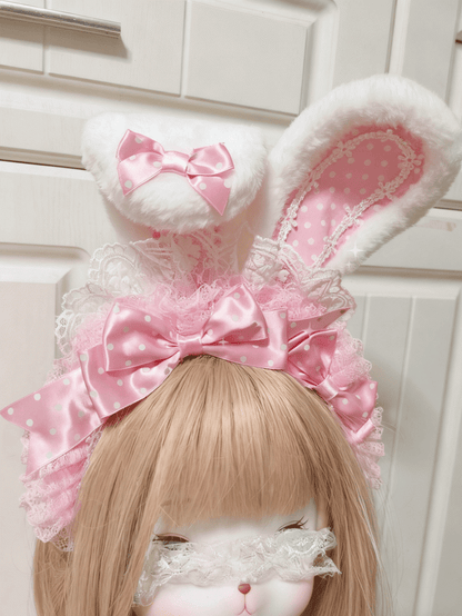 KC Sweet Lolita Bunny Bowknot Ear Pink Lace