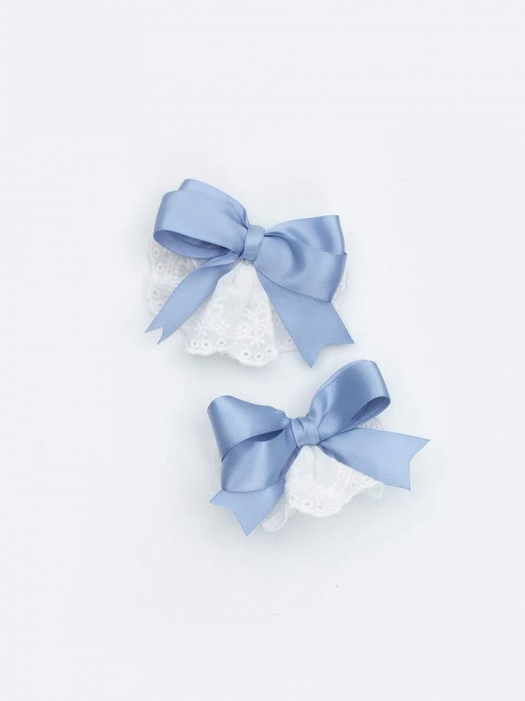 / ヘアクリップ ブルー 蝶結び レッド