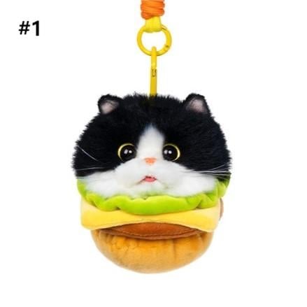Cat Hamburger Options 4 Cute Plush Keychain