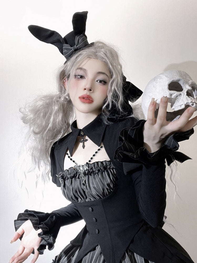 Black Bunny Ears Gothic Mini Hat