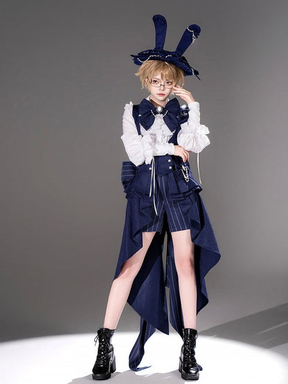 Bunny Blue Theater Ouji Lolita Pattern Shorts Striped Royal