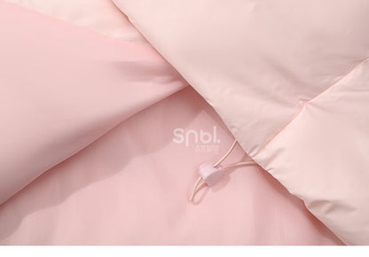 Rosa Daunenmantel mit Kapuze und Plüschbesatz mit süßem Bären und Kätzchen