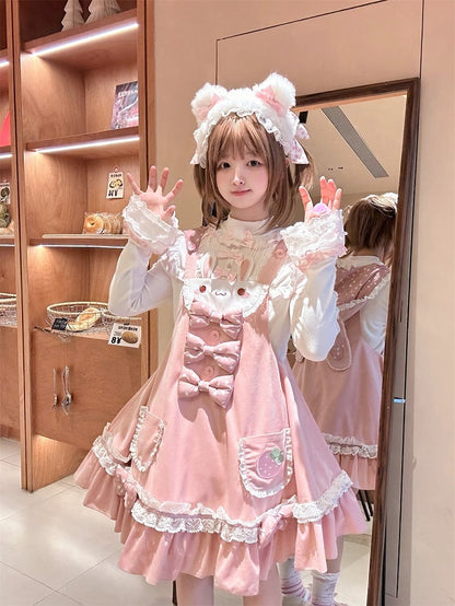 Pink Bowknots Fur Faux White and Ears KC