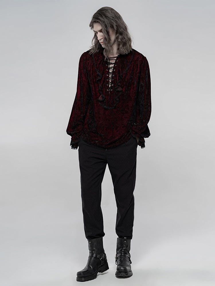 Men's Gothic Velvet Shirt Red