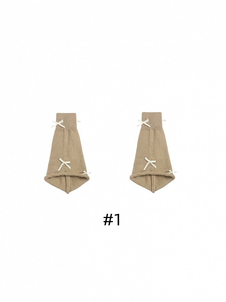 4色のリボン付きレッグウォーマー