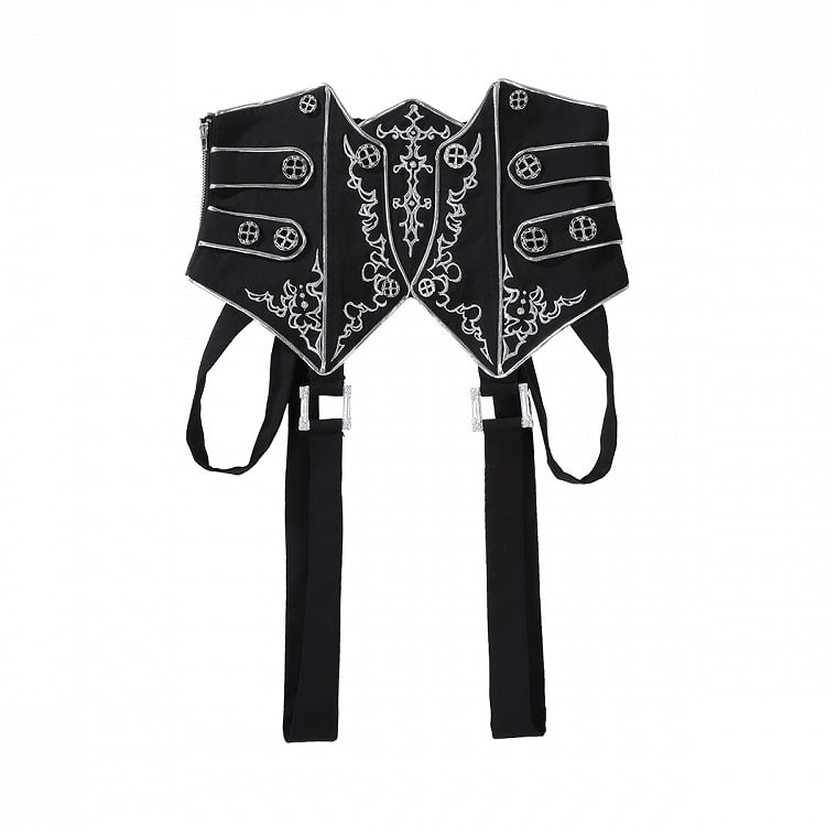 Belt+Black Corset Lolita Pants Pieces Three Prince Shirt+Embroidered Cape Set-One-Shoulder Ouji