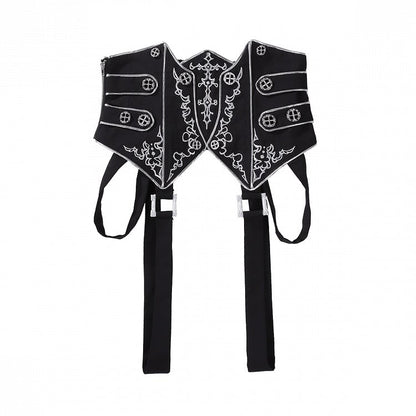 Belt+Black Corset Lolita Pants Pieces Three Prince Shirt+Embroidered Cape Set-One-Shoulder Ouji
