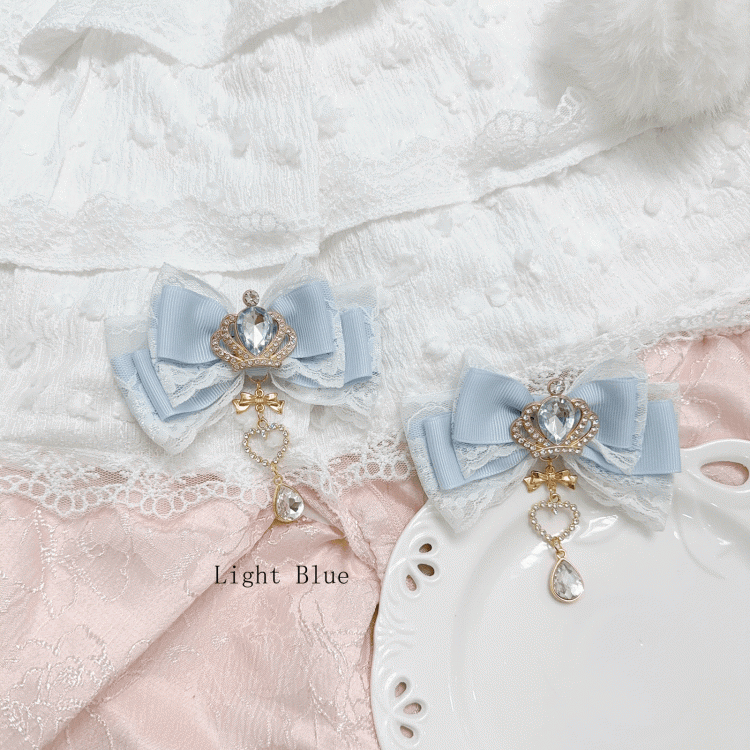 Rhinestone Clip 11 Crown Colors Kei Hair Bow Jirai
