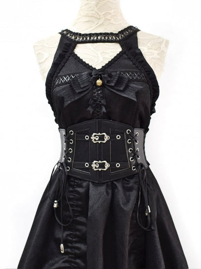 Black/White/Brown Lace-up Corset Punk Gothic Belt Detail