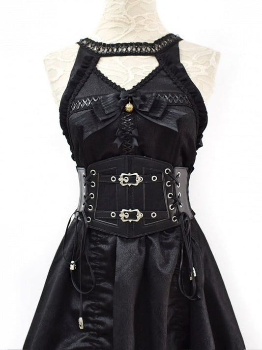 Black/White/Brown Lace-up Corset Punk Gothic Belt Detail