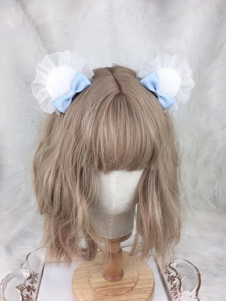 Pom-Pom (Pair) Hair Clips Tulle Ruffle Fluffy