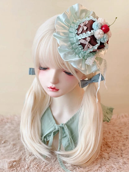 Lolita Sweet Cake Mint Hat Cherry Mini Chocolate Green