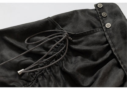 ダークフォールドオーバーウエスト フェードウォッシュ ヴィンテージ レースアップ グレー