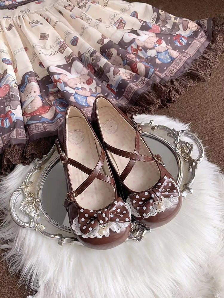 Mary Lolita Heel Sweet with Janes 2.5cm Brown Bow Accents