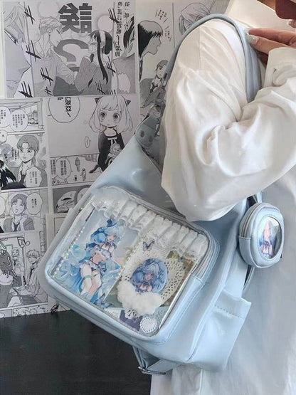 Shoulder Crossbody / Convertible Colors Bag with Badge 7 Charm Strap Ita