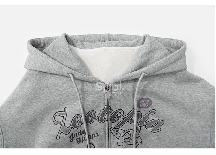 Zootopia Judy und Nick Print Grauer Reißverschluss-Hoodie