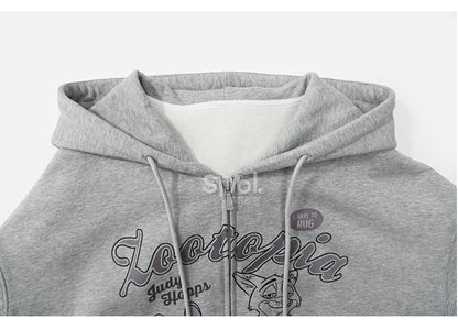 Zootopia Judy und Nick Print Grauer Reißverschluss-Hoodie