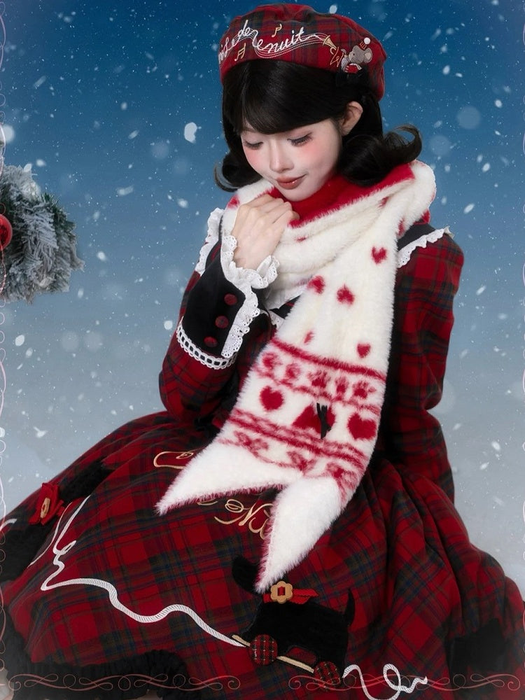 Kawaii Polka Dot Scarf in Red/Pink - iris de nuit