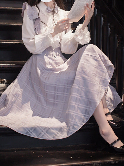 Sleeve Blouse Kei with Ruffled and Placket Long Sweetheart Jirai White Buttons