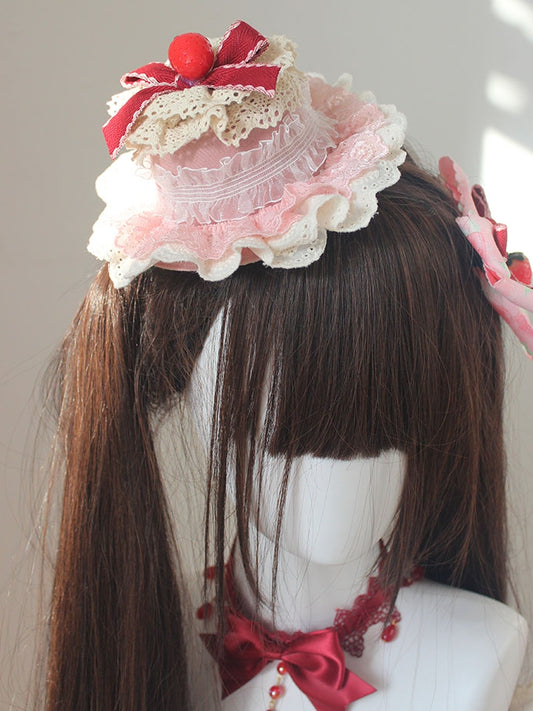 Pink Strawberry Cake Mini Hat