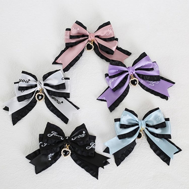 Letter Jirai Kei Bowknot Hairclip Ribbon Colors 5