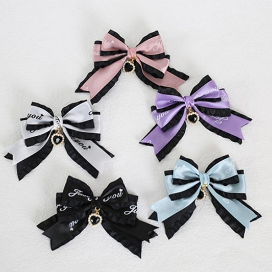 Letter Jirai Kei Bowknot Hairclip Ribbon Colors 5