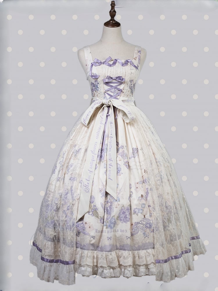 Purple Jumper Plus Lolita Skirt Print Classic Floral Sizes Available Elegant