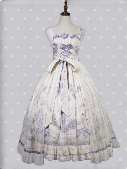 Purple Jumper Plus Lolita Skirt Print Classic Floral Sizes Available Elegant