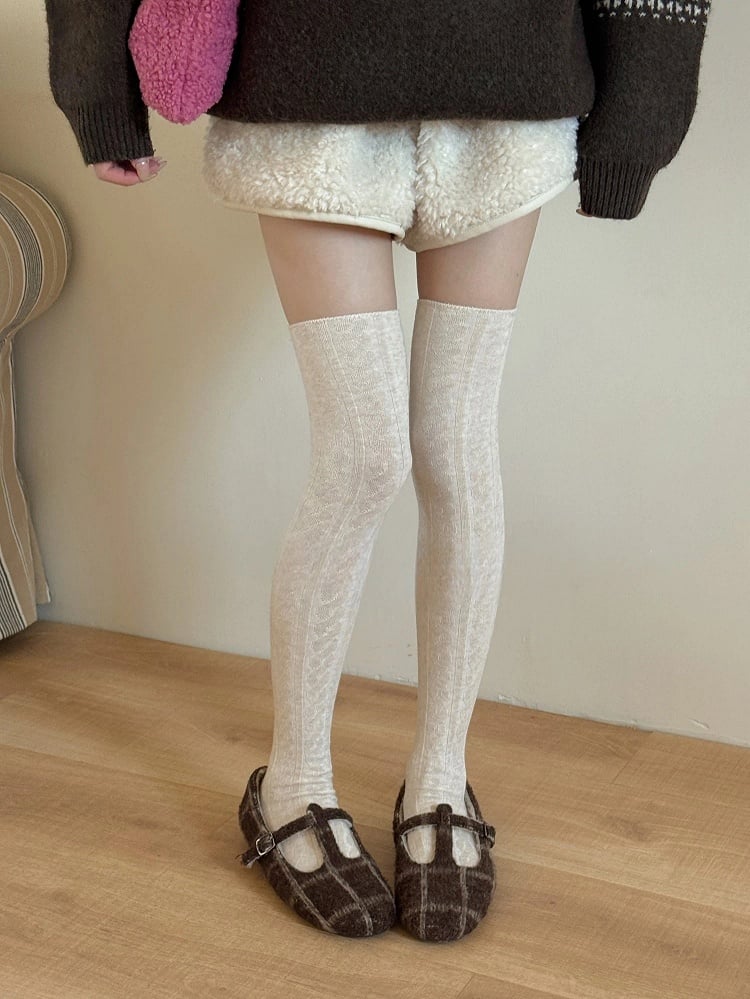 Knit Cable Over Knee Stockings