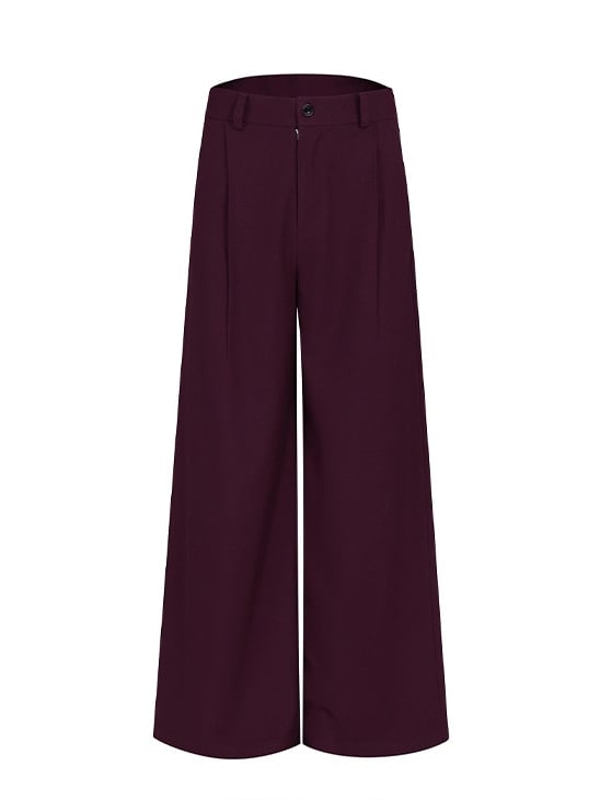 with Wide-leg Wine Men's Silhouette Fluid Red Trousers