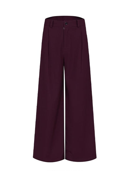 with Wide-leg Wine Men's Silhouette Fluid Red Trousers
