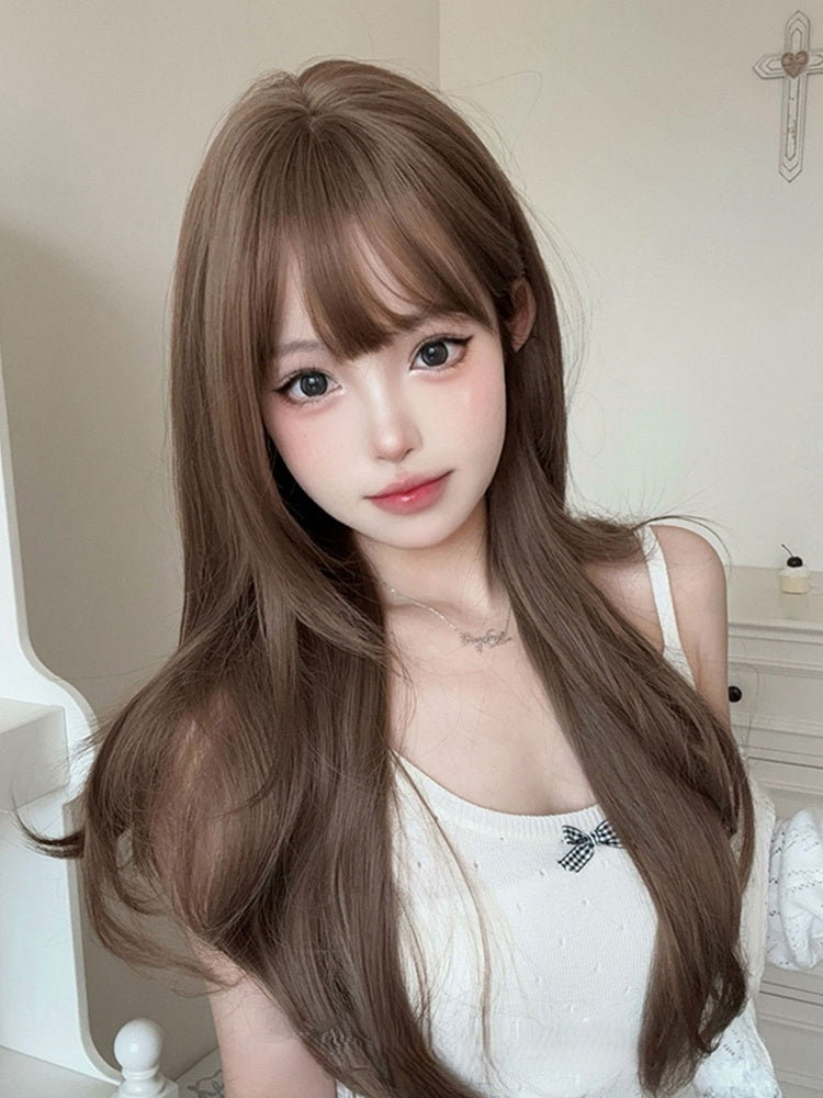 Wig Light With Wavy 72CM Air Brown Bangs Length