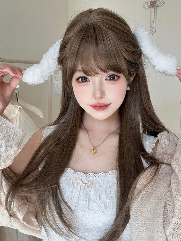 71cmストレートウィッグ ブラウン 前髪あり エア付き