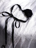 Lolita Black/Pink Accent Rose Lace Choker with