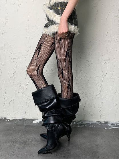Schwarze Y2K Butterfly Hollow-Out Strumpfhose