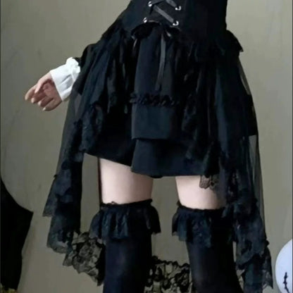 Black ruffled waist accessory in a styled outfit