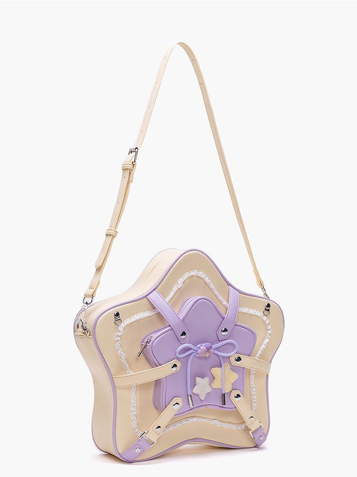 Design Yellow  Purple Star With Charm 2-Way Kawaii Bag