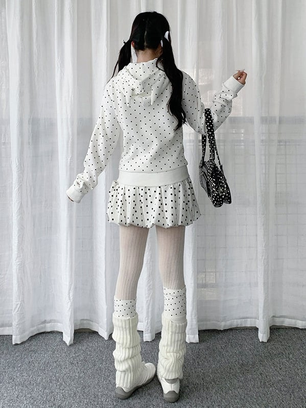 Veste Polka à Imprimé Fille Point Noir Dessin Animé Blanc